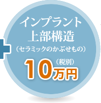 インプラント上部構造(セラミックのかぶせもの)代金10万円(税別)つまり・・・